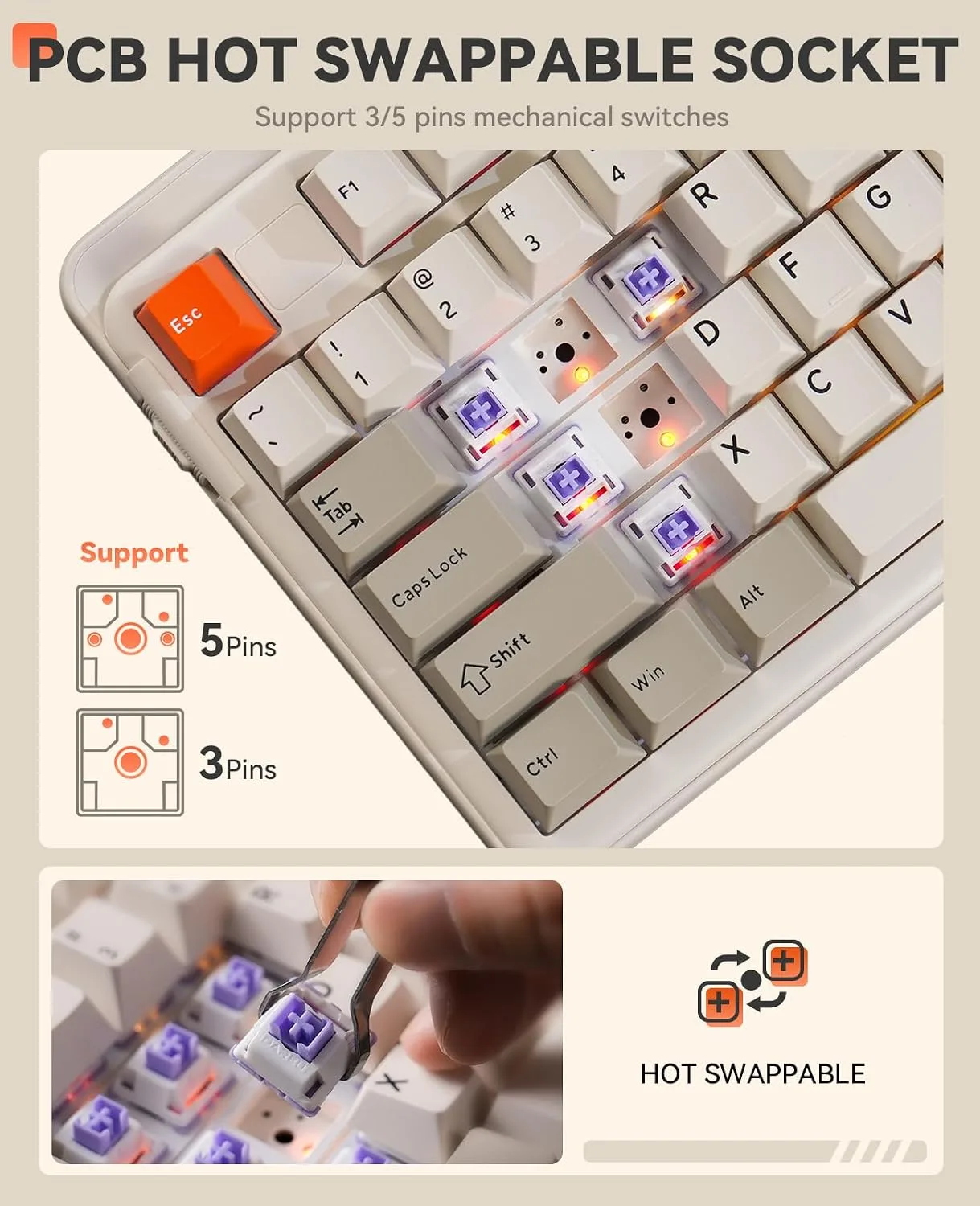 DAREU EK98pro Wireless Mechanical Keyboard,Tri-Mode BT/2.4GHz/USB-C Creamy Gaming Keyboard with Number Pad,Pre-lubed Linear Switches,Gasket Structure,Hot Swappable Custom,RGB Backlit for Win/Mac
