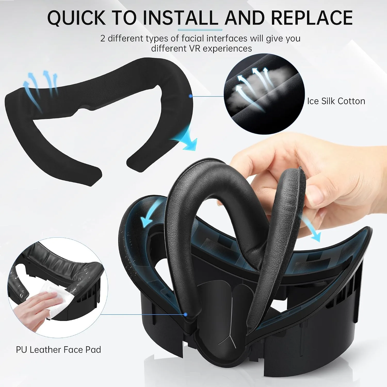 HiBloks Face Cover Pad with Cooling Fan for Meta Quest 3 Accessories