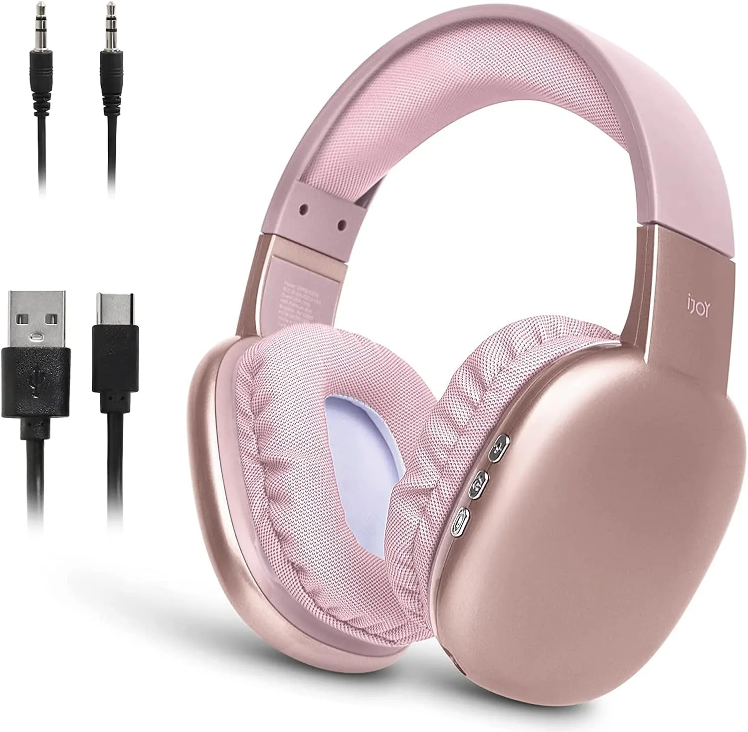 iJoy Ultra Wireless Over-Ear Bluetooth Headphones with Mic,10H Playtime, Bluetooth Headset with Backup Wire & SD Slot, Wireless Headphones for Work, School & Gym (Pink)