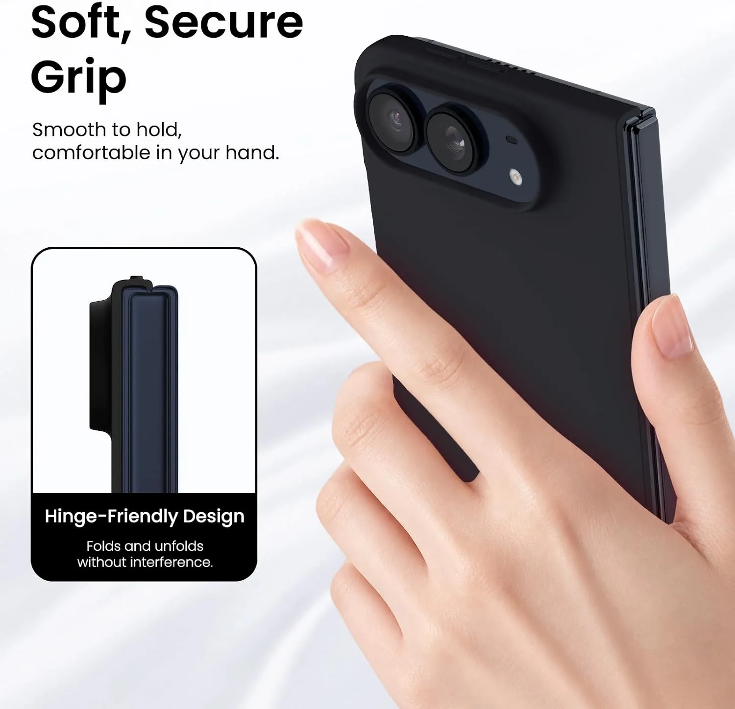 ORNARTO for iPhone Duo Case,Magnetic Slim Liquid Silicone,Black