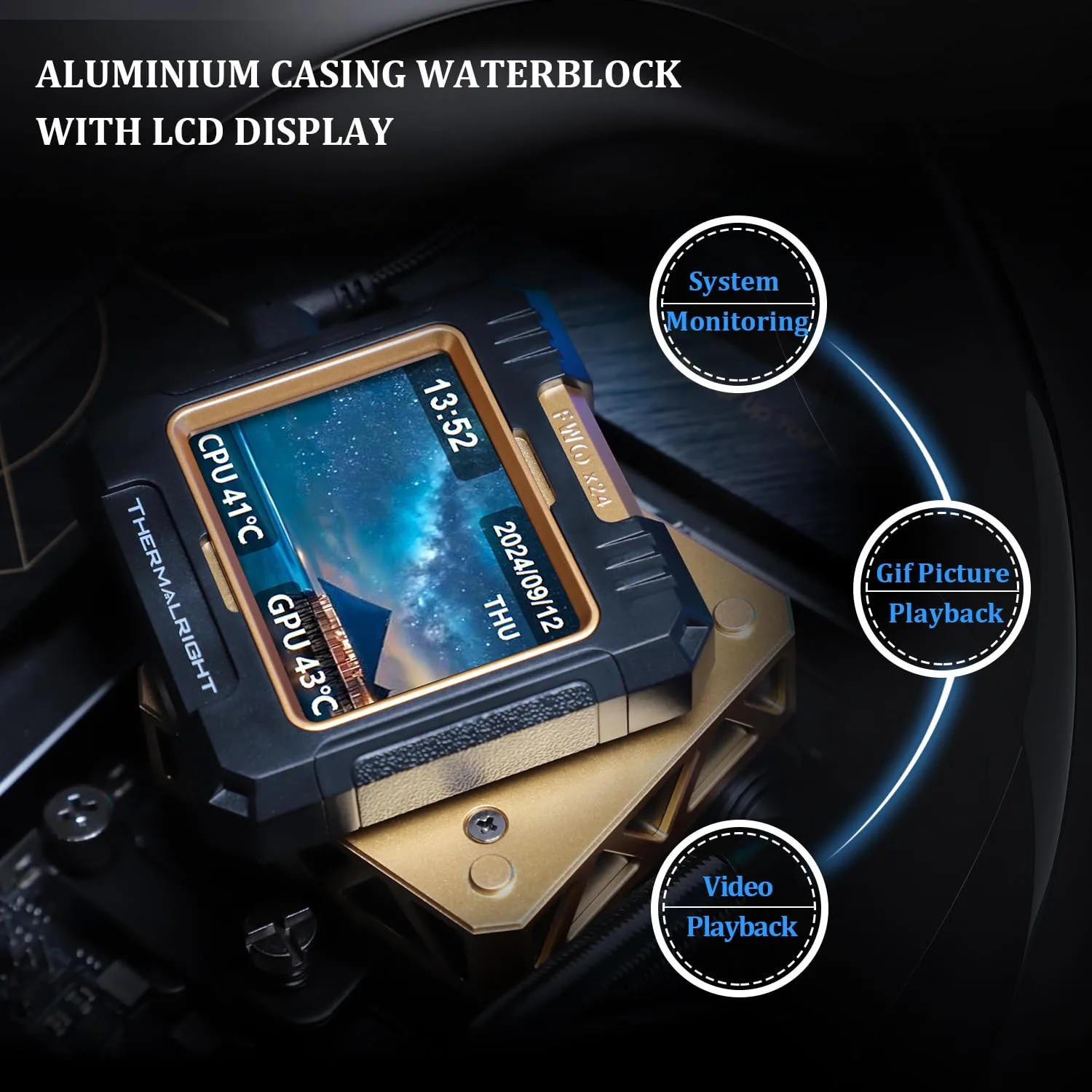 Thermalrlght FW 240 Black ARGB CPU AIO Cooler,PC 240 Specification Water Cooling System,IPS LCD Screen with 320 * 240 Resolution,for AM5