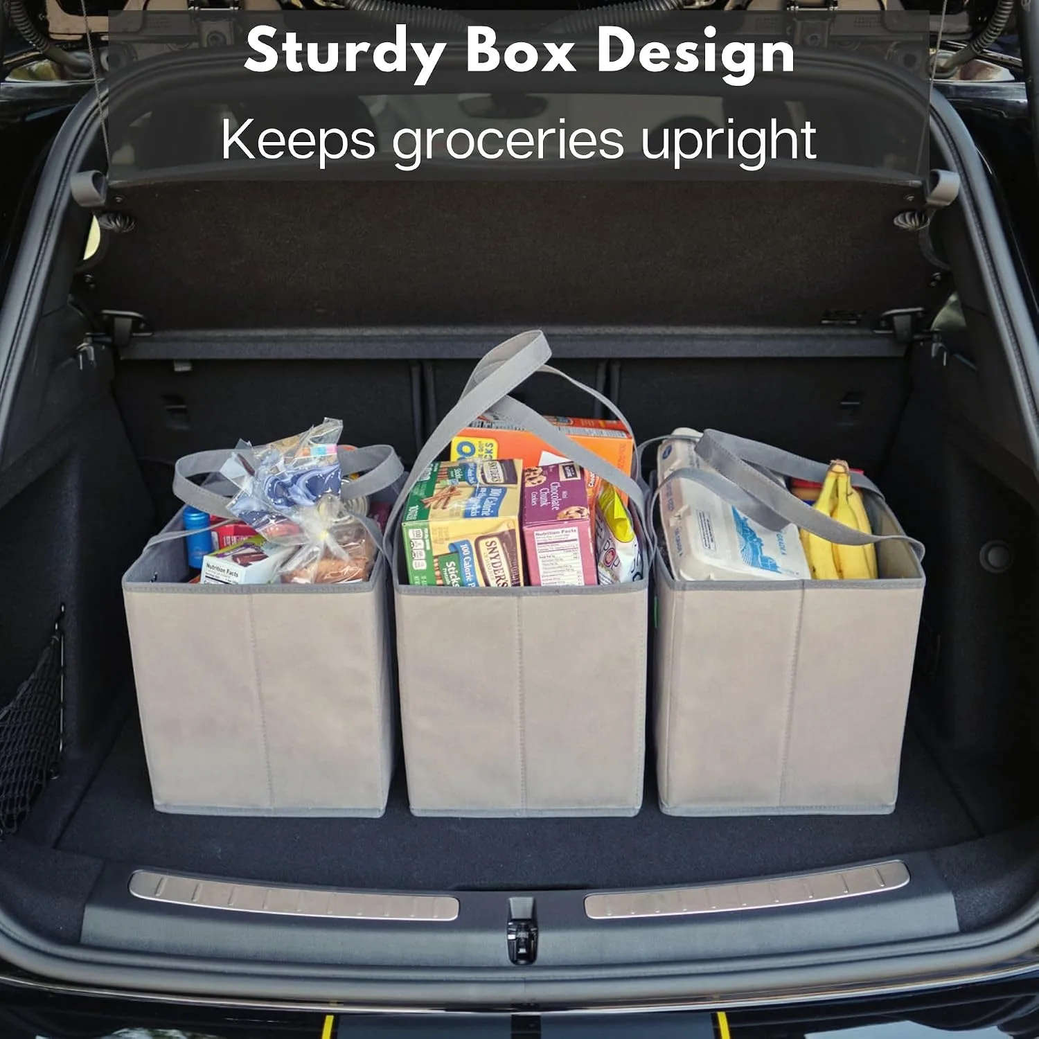 Reusable Grocery Bags (3 Pack) – Heavy Duty Shopping Bags, Gray
