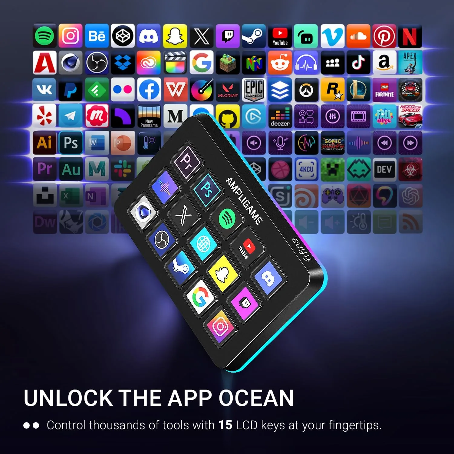 fifine D6 RGB Macro-Keyboard with 15 Programable Buttons for Multi-Tasking