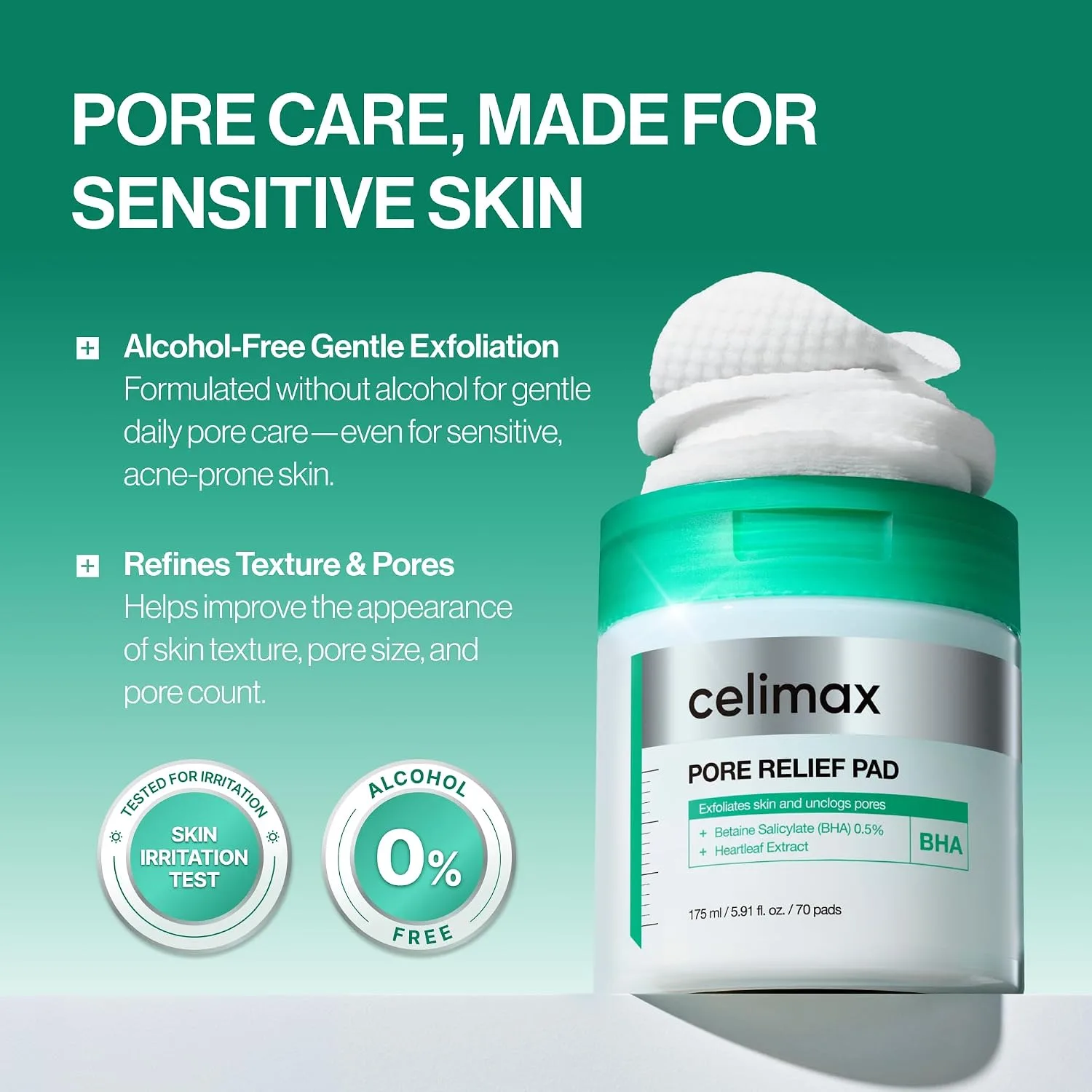 celimax Toner Pads Exfoliating BHA Pore Relief 70 Pads
