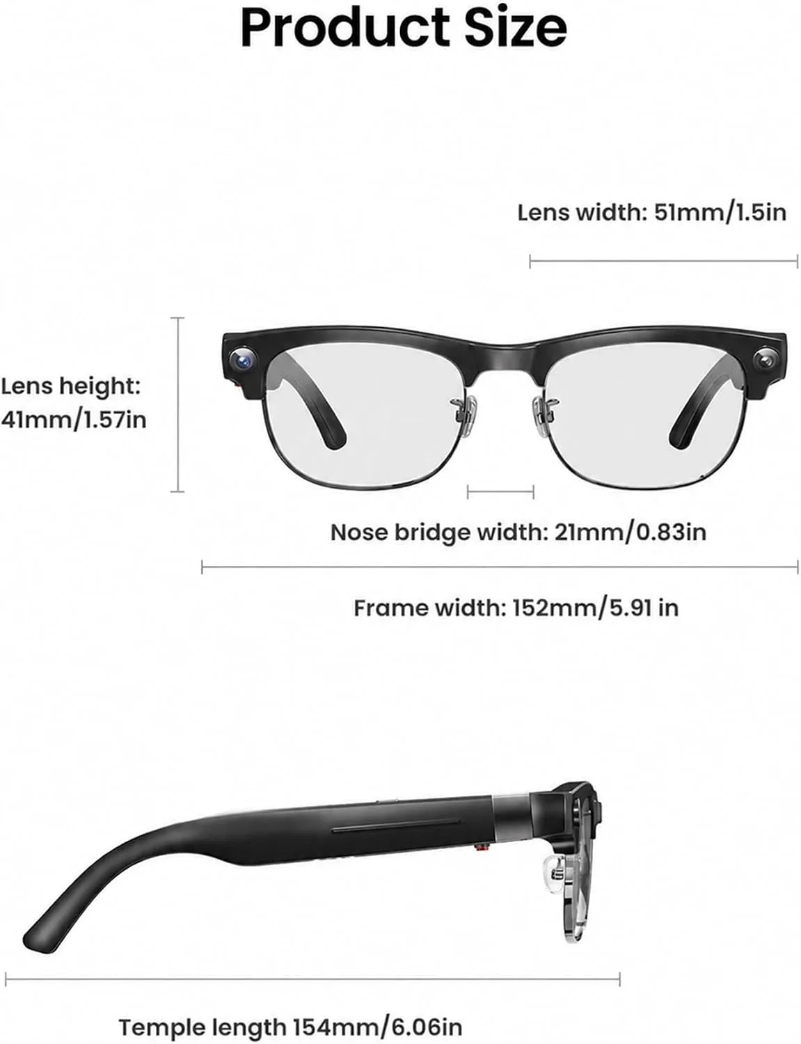 G3 AI Smart Glasses with Camera and Bluetooth, 8MP Video Recording Glasses