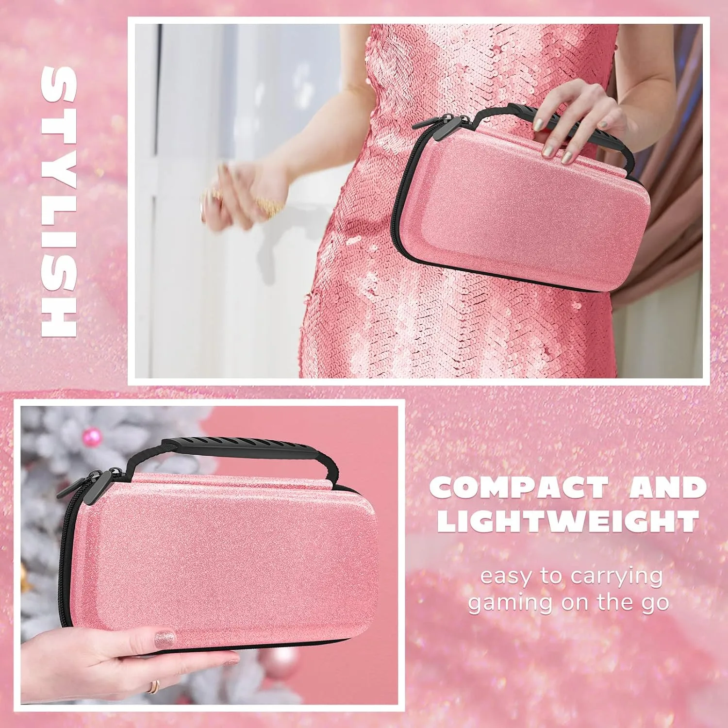 homicozy Glitter Carrying Case for Nintendo Switch & Switch OLED Console