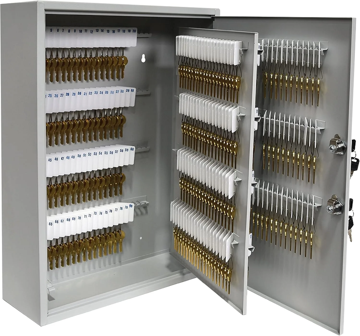 BankSupplies STEELMASTER 320 Key Cabinet - Dual Lock Control Key Box - Welded 22 Gauge Steel Construction - Scratch Resistant - Write-On Key Tags for Easy Identification