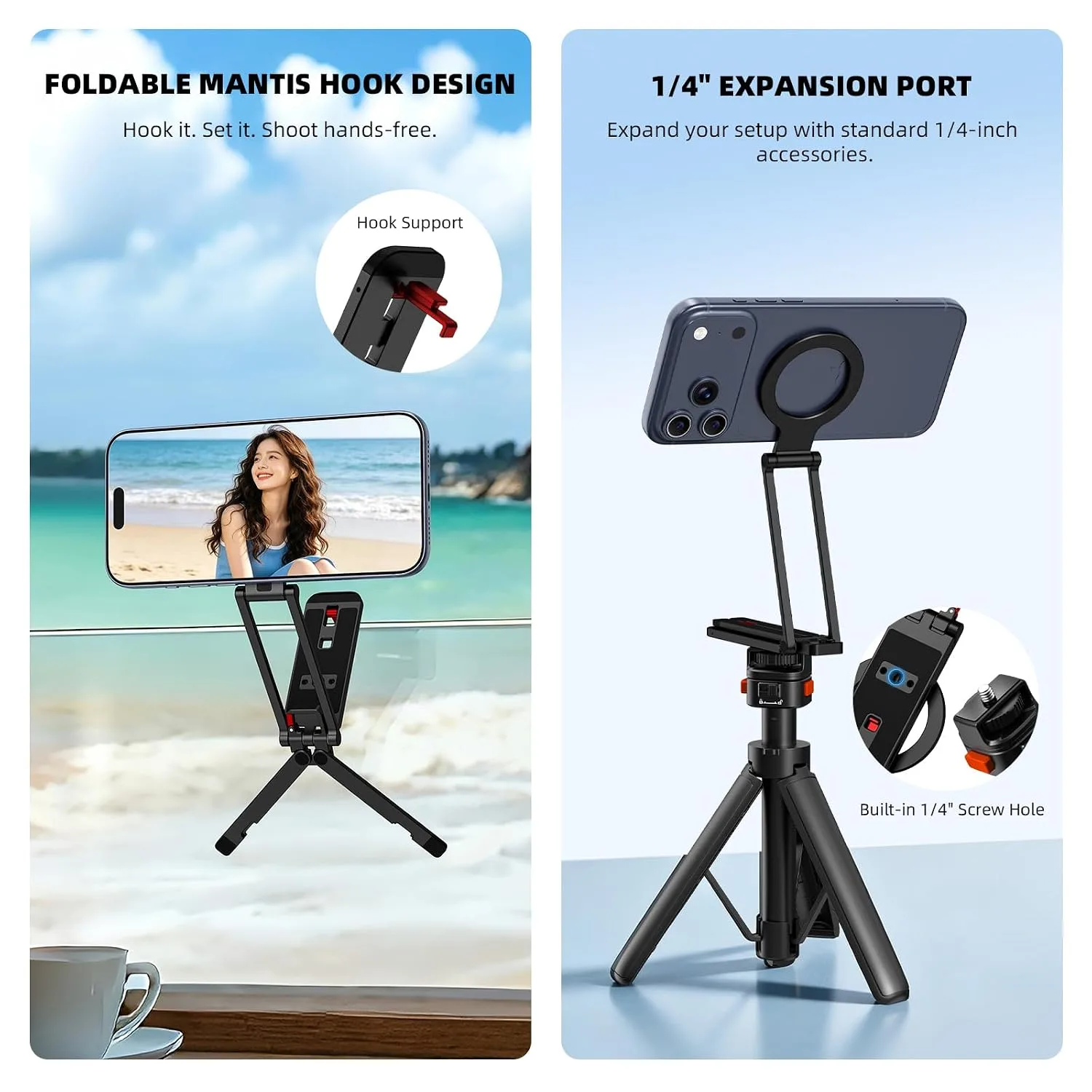 BRDRC Magnetic Phone Stand for MagSafe, Mini Tripod for iPhone 18 17 16