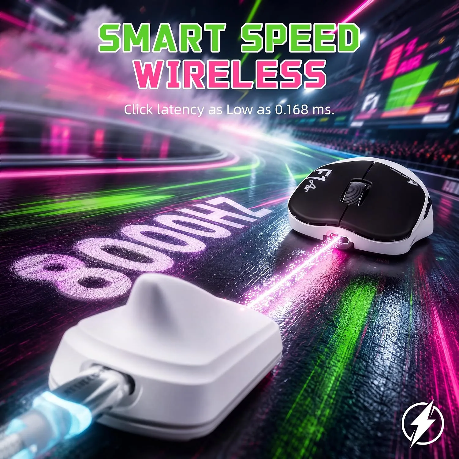 ATTACK SHARK F1 AIR Lightweight Wireless Gaming Mouse - Black/White
