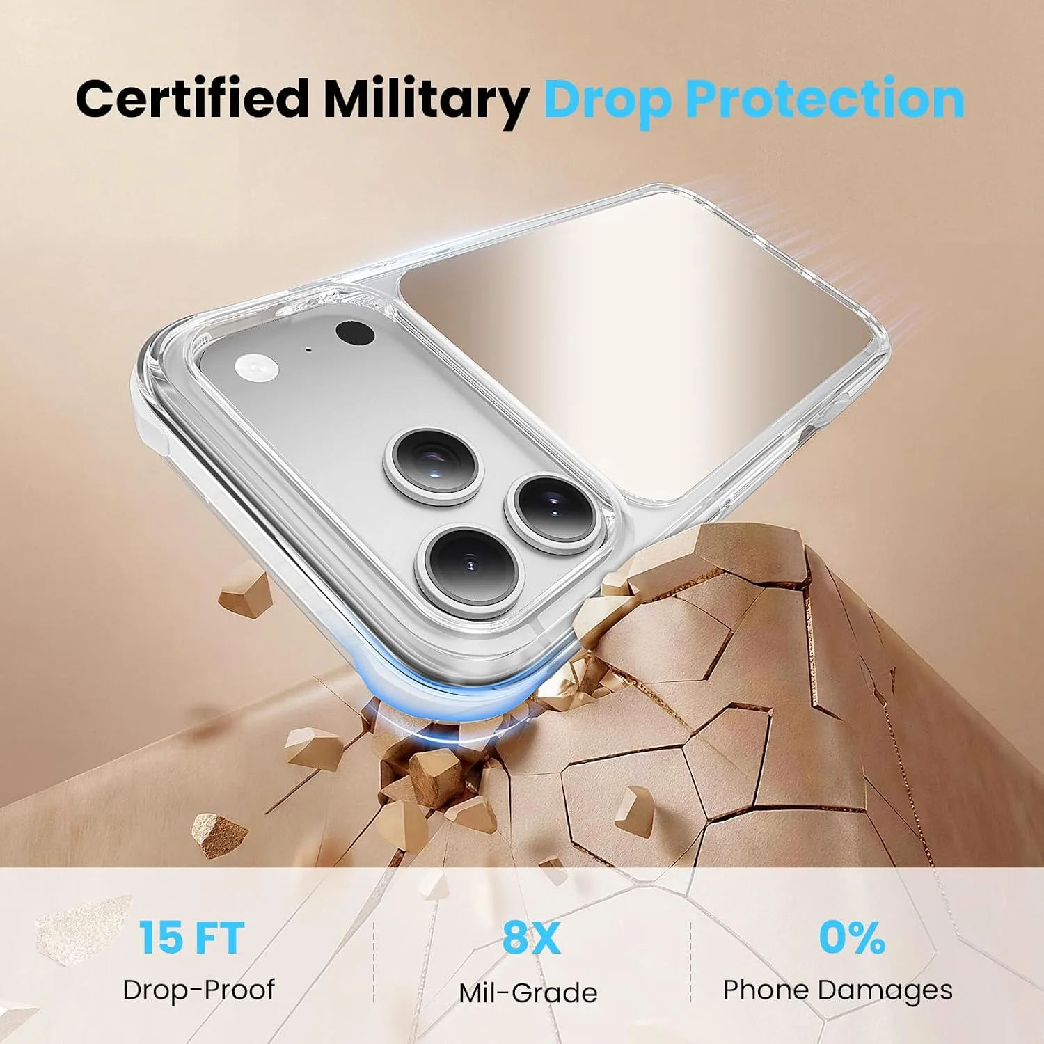 toushion 3 in 1 for Mirror iPhone 17 Pro Max Case