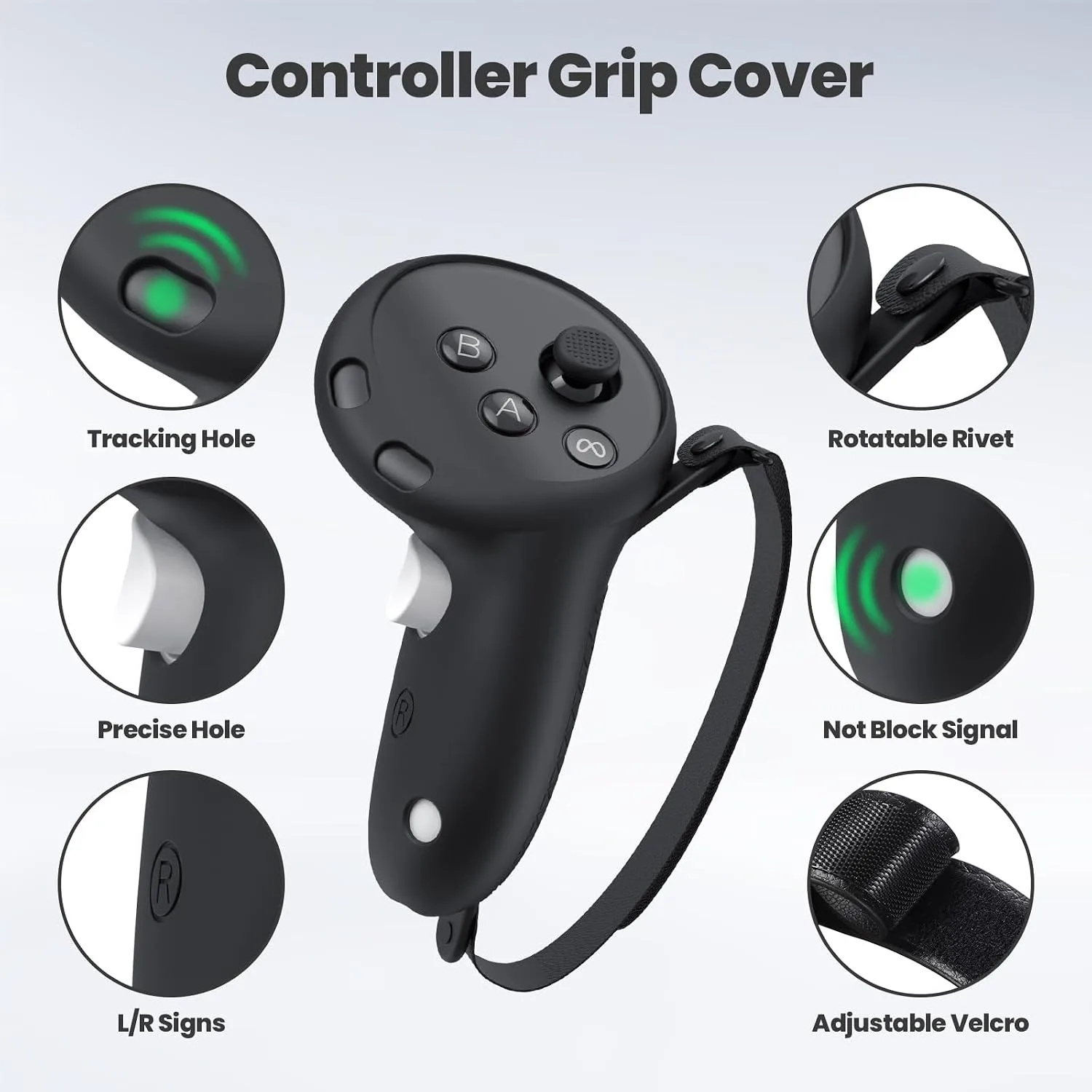 Silicone Cover Compatible with Meta/Oculus Quest 3 Accessories, VR Silicone Face Cover, VR Shell Cover,Touch Controller Grip Case,Camera Lens Protector Set (Black)