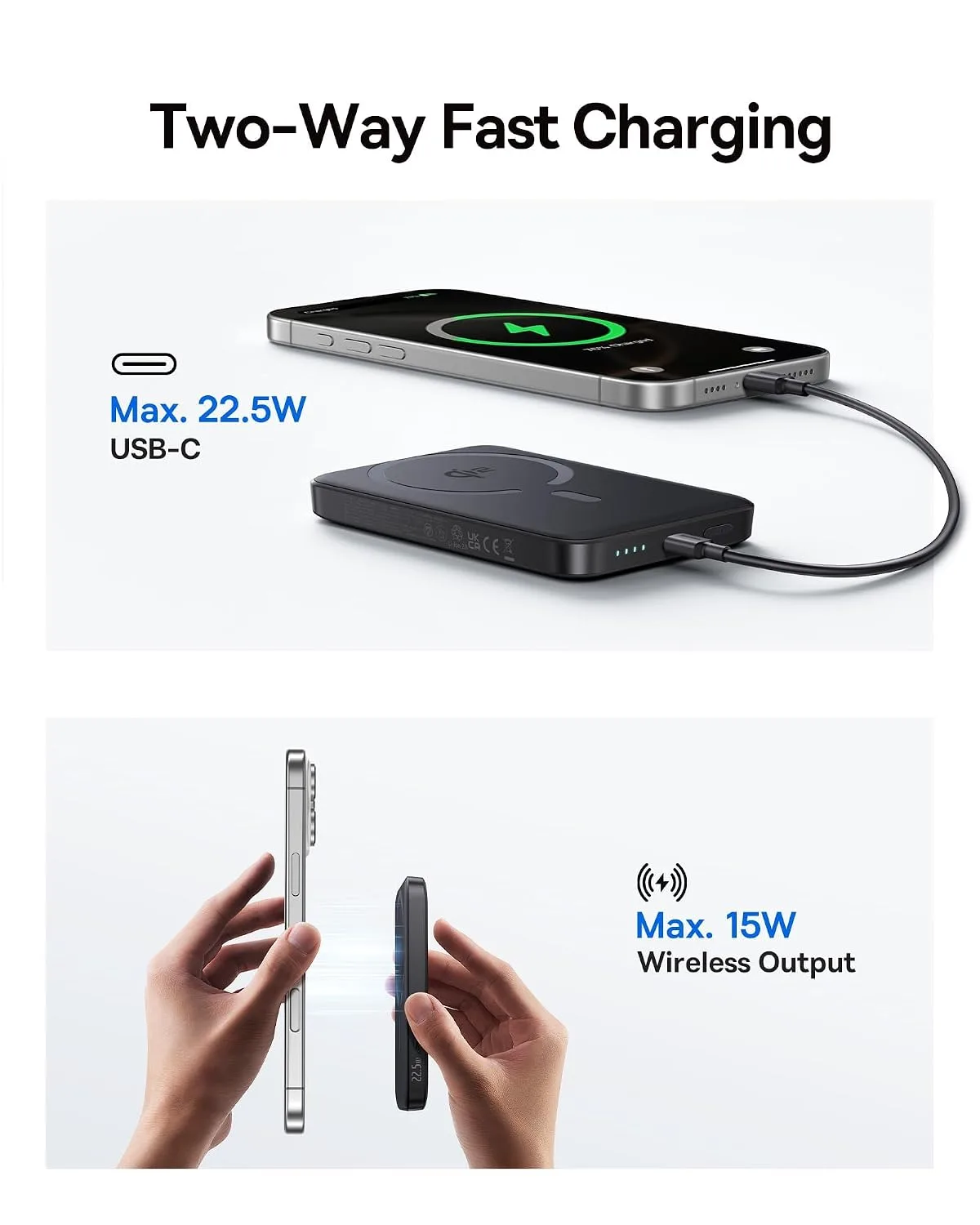 Baseus for MagSafe Portable Charger, Qi2 Certified 15W Wireless Magnetic Power Bank 10000mAh with USB-C Cable 22.5W PD Charging, Battery Pack Compatible with iPhone 18/17/16/15/14 Pro/Pro Max Series