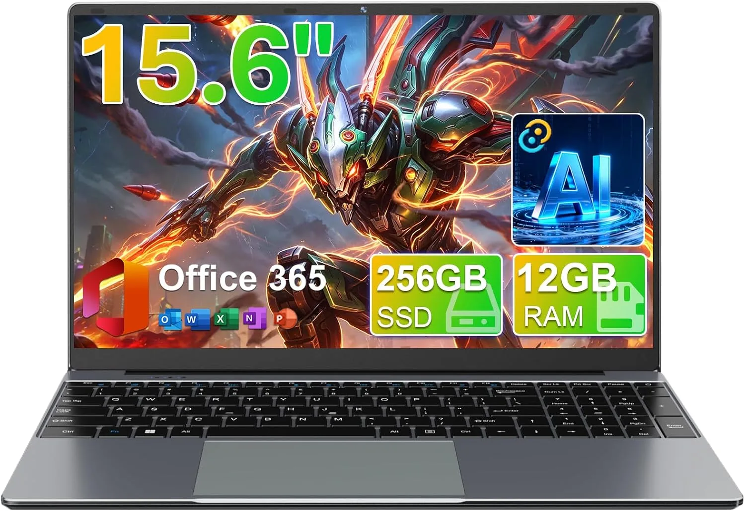 15.6" FHD IPS Student Laptop, AI Assistant Included, Office 365