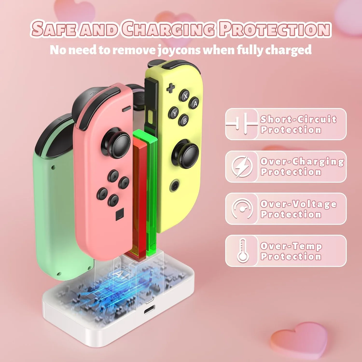FASTSNAIL Switch Controller Charger for Nintendo Switch for JoyCons - White