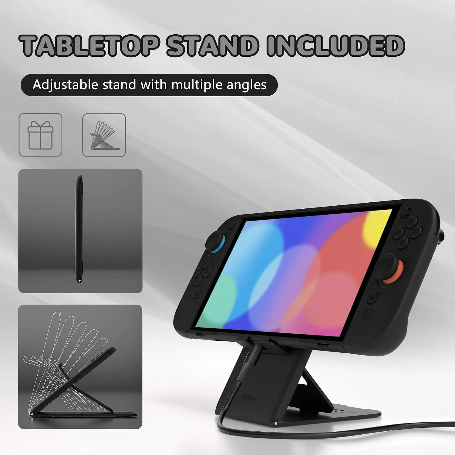 PlayVital Protective Case for Nintendo Switch 2 with Extra Stand & Thumb Grip Caps | Split Design, Dockable Hard Shell Cover for Nintendo Switch 2 | Solid Color Series, Black