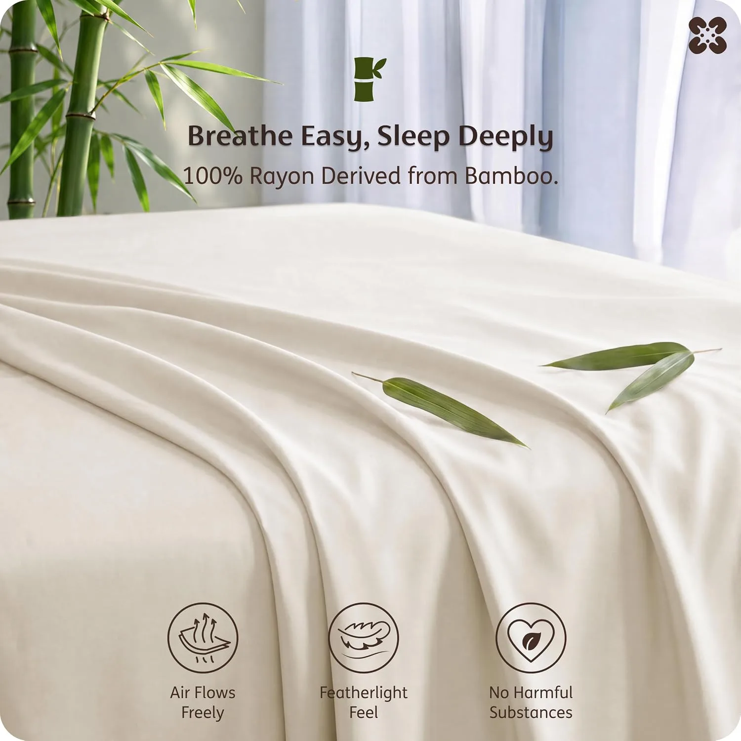 Bedsure PureWoven 100% Rayon Derived from Bamboo, Full Size Sheets, 4 PCS