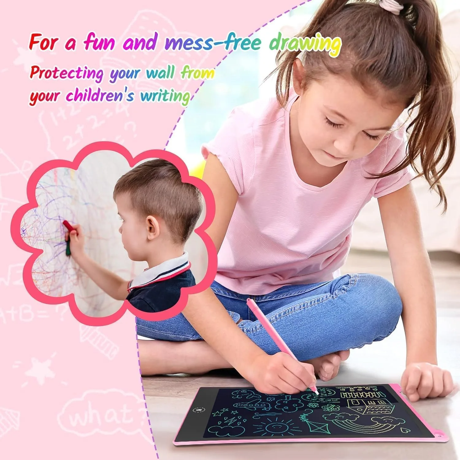 TECJOE 10 Inch 2 Pack LCD Writing Tablet for Kids, Mess Free Drawing Tablet