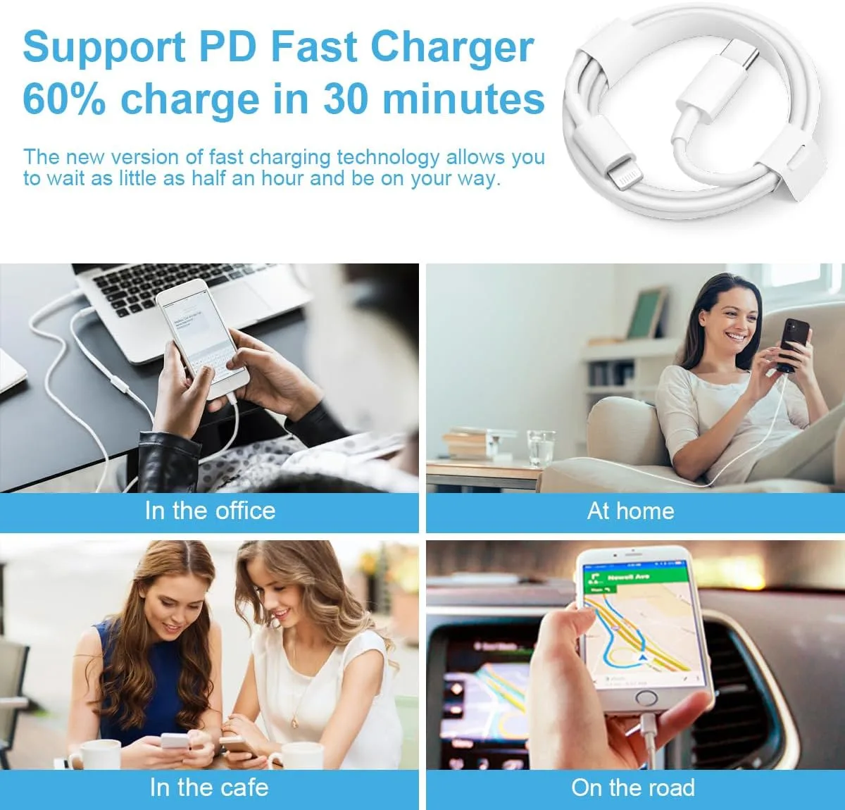 iPhone Charger Fast Charging 3+3Pack 20W USB C Charger with Lightning Cable