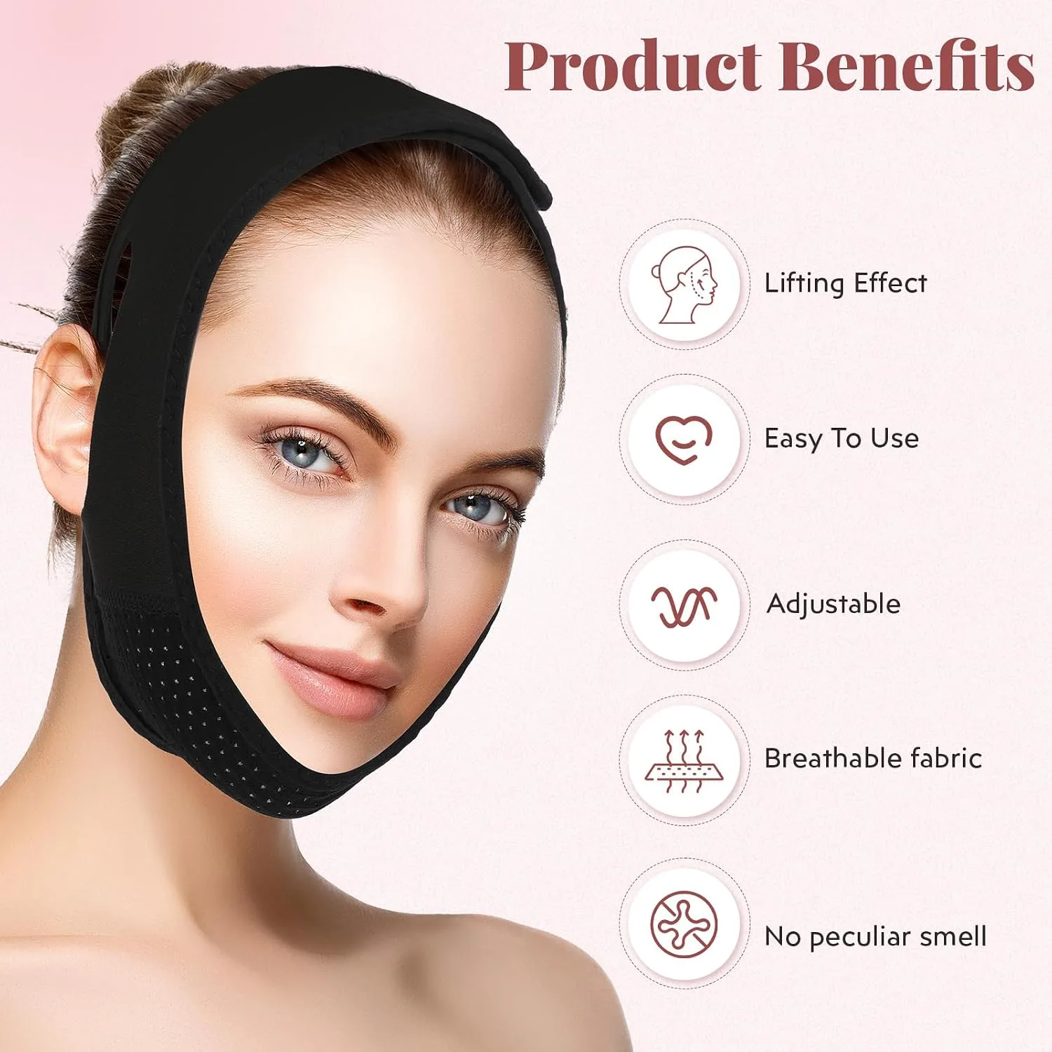 Reusable V-Line Mask, Chin Strap For Sleeping【Lifting Effect】【Adjustable】【Easy To Use】, Jawline Shaper