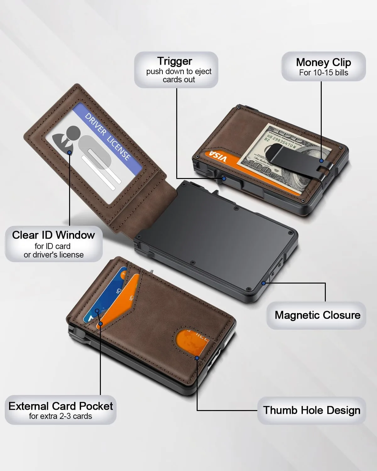 Wallet for Men, Mens Minimalist Wallet 9-13 Cards, Slim Compact RFID Wallet