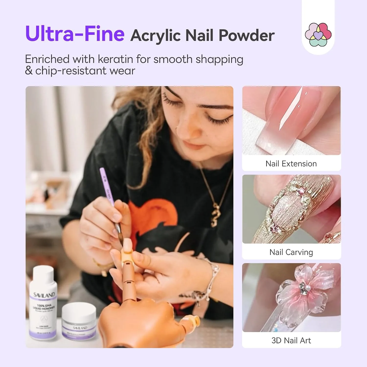 SAVILAND Acrylic Nail Kit for Beginners, Home Practice Set