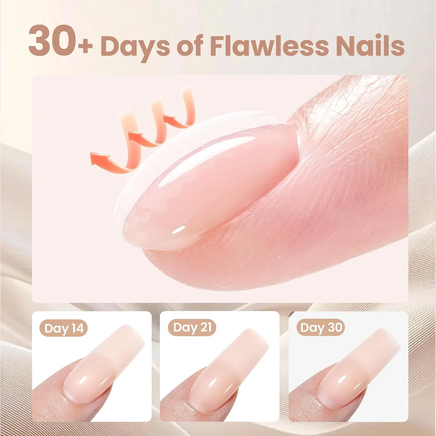 Beetles Hard Gel Clear Nude Brown, Bare Veil with Medium Square Nail Tips
