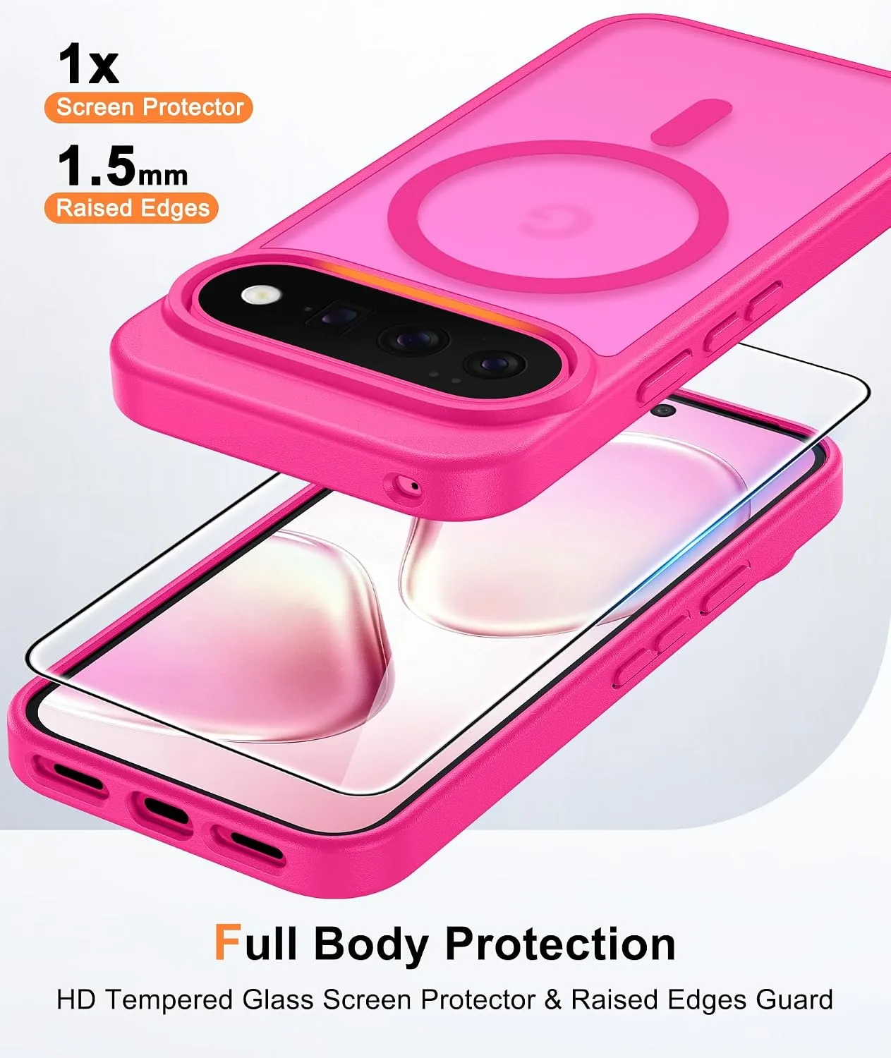 FNTCASE for Google Piexl 11 / 11 Pro Case Fit for MagSafe Hot Pink