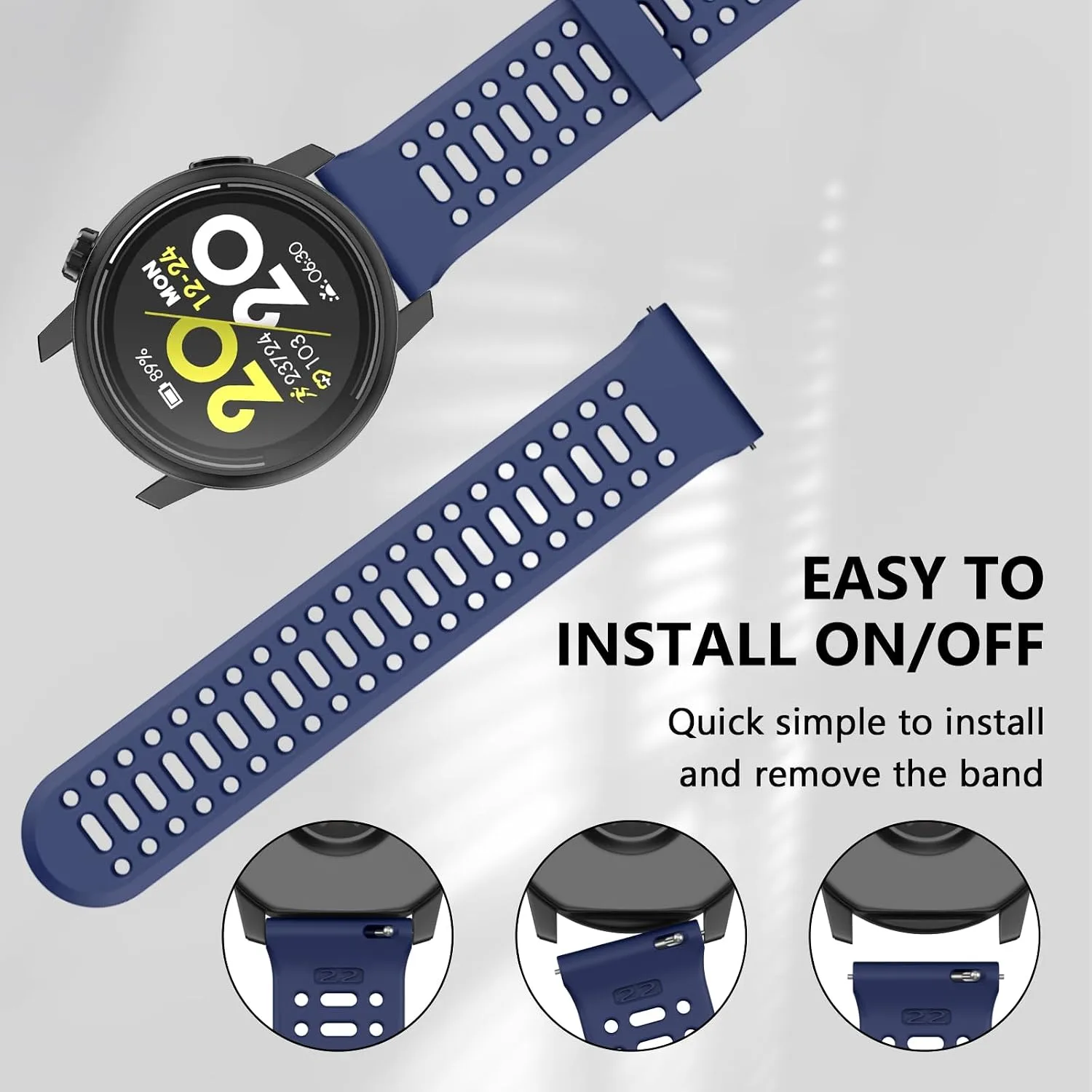 Compatible with COROS Pace 3 Watch Band, 22mm Quick Release Sports Silicone Watch Band Breathable Wristband Strap Women Men Strap for COROS APEX 2 Pro/APEX 46mm/APEX Pro