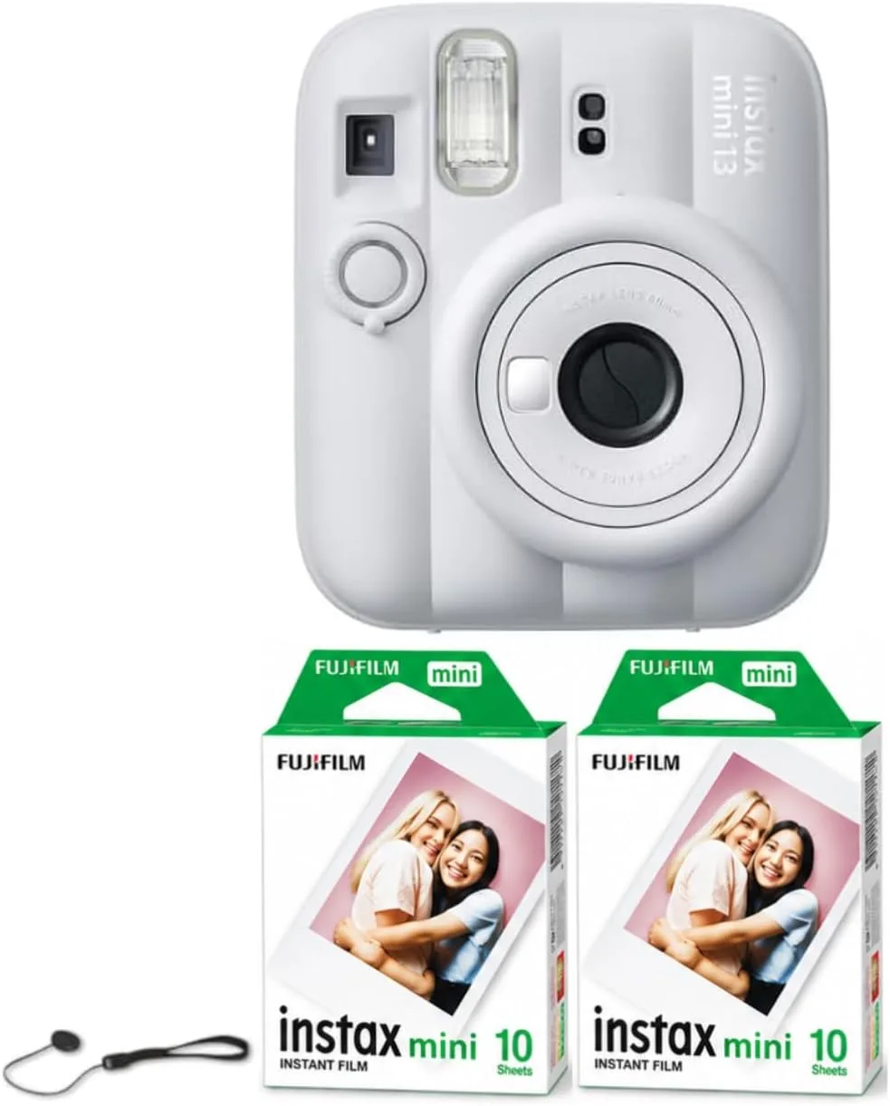 FUJIFILM instax mini 13 Instant Film Camera (Clay White + 20 Sheets of Extra Film)