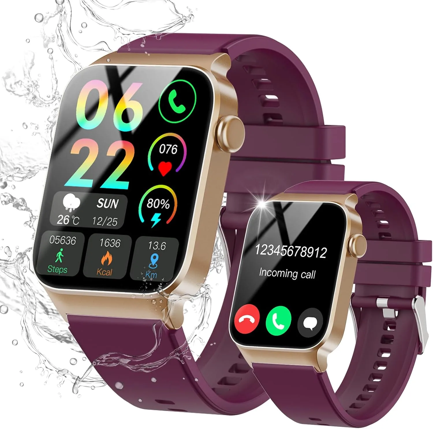 STECEi Smart Watch for Men Women Bluetooth Call, 1.85" HD Screen Smartwatch with Heart Rate/Sleep Monitor, 110+ Sport Modes Activity Trackers IP68 Waterproof, Fitness Watch for Android, Magenta Purple