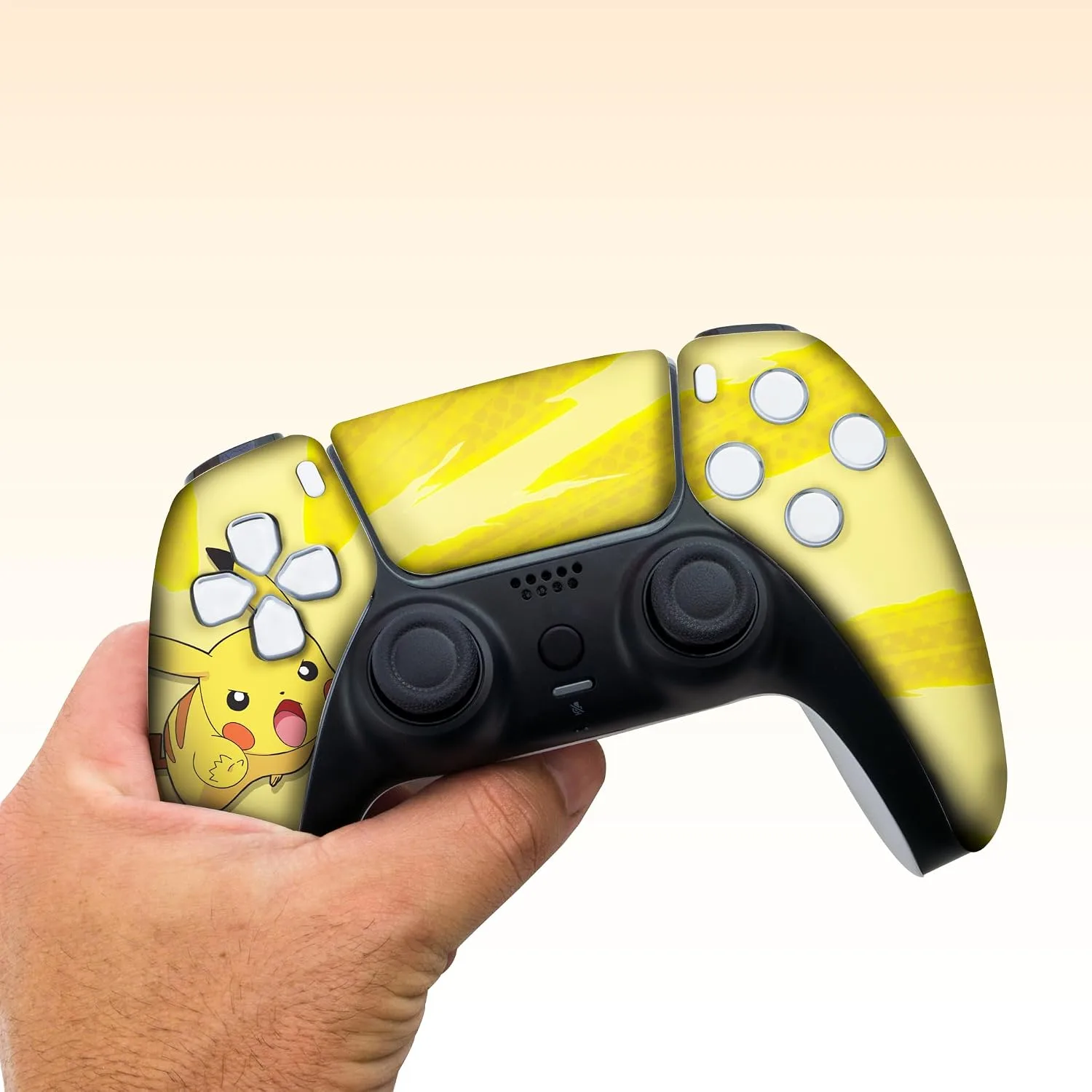 Pikachhu Custom PS-5 Controller Wireless compatible with Play-Station 5 Console by BCB Controllers | Proudly Customized in USA with Permanent HYDRODIP Printing(NOT JUST A SKIN)(MODDED)