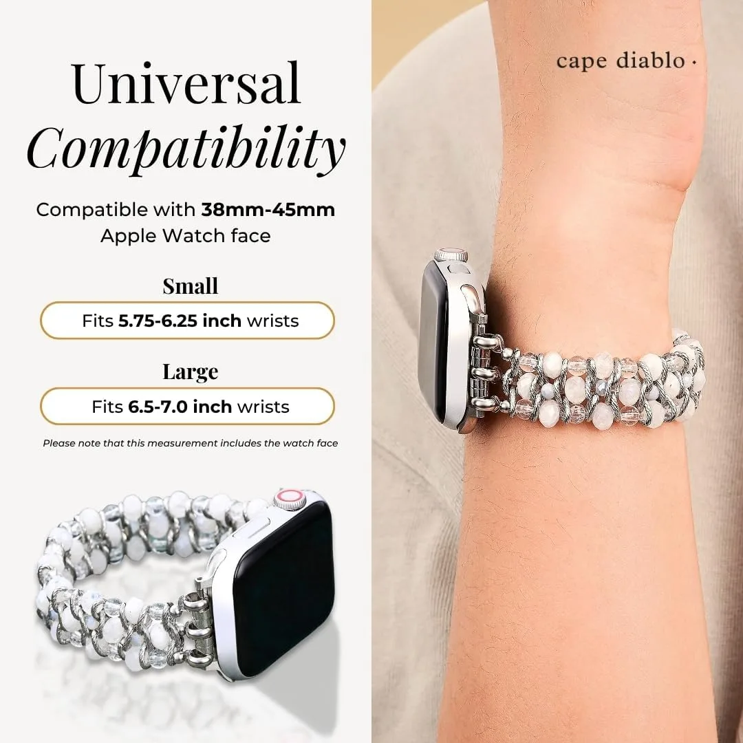 Cape Diablo Smart Watch Band for Women - Handmade Gemstone Strap - Compatible with 38mm-45mm Apple Faces