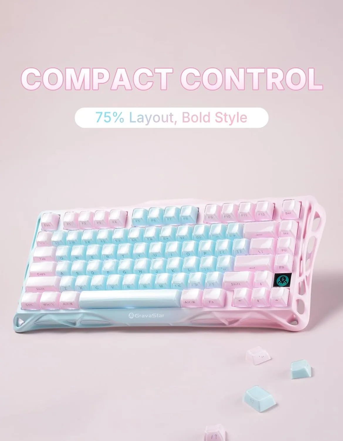 GravaStar Mercury K1 Lite 75% Wireless Mechanical Gaming Keyboard RGB