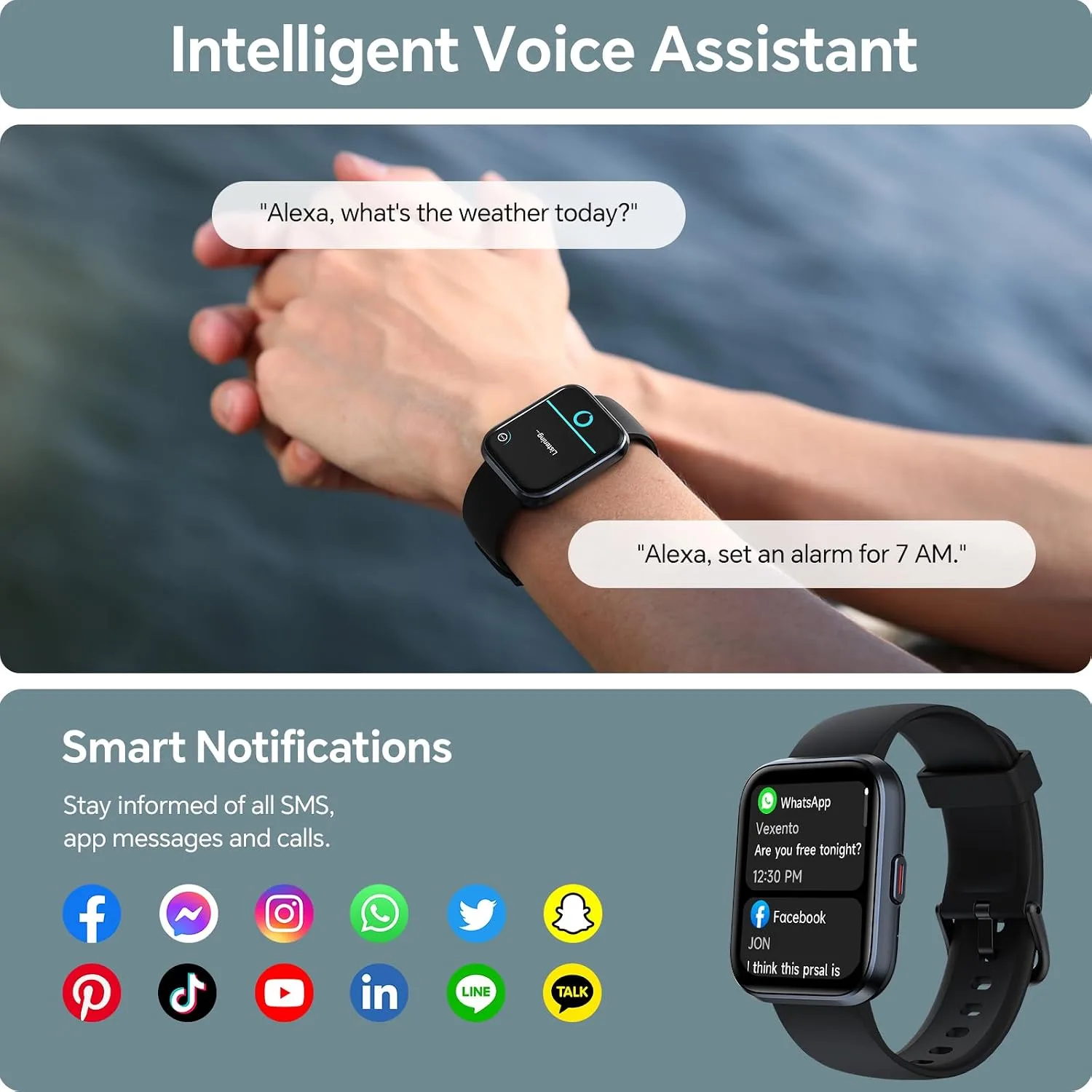 Smart Watch for Men Women, 1.85" Smart Watches Compatible iPhone/Samsung/Android (Answer/Make), Fitness Tracker with Heart Rate/Sleep/SpO2 Monitor, Smartwatch 3ATM Waterproof 120+ Sport Modes, Alexa