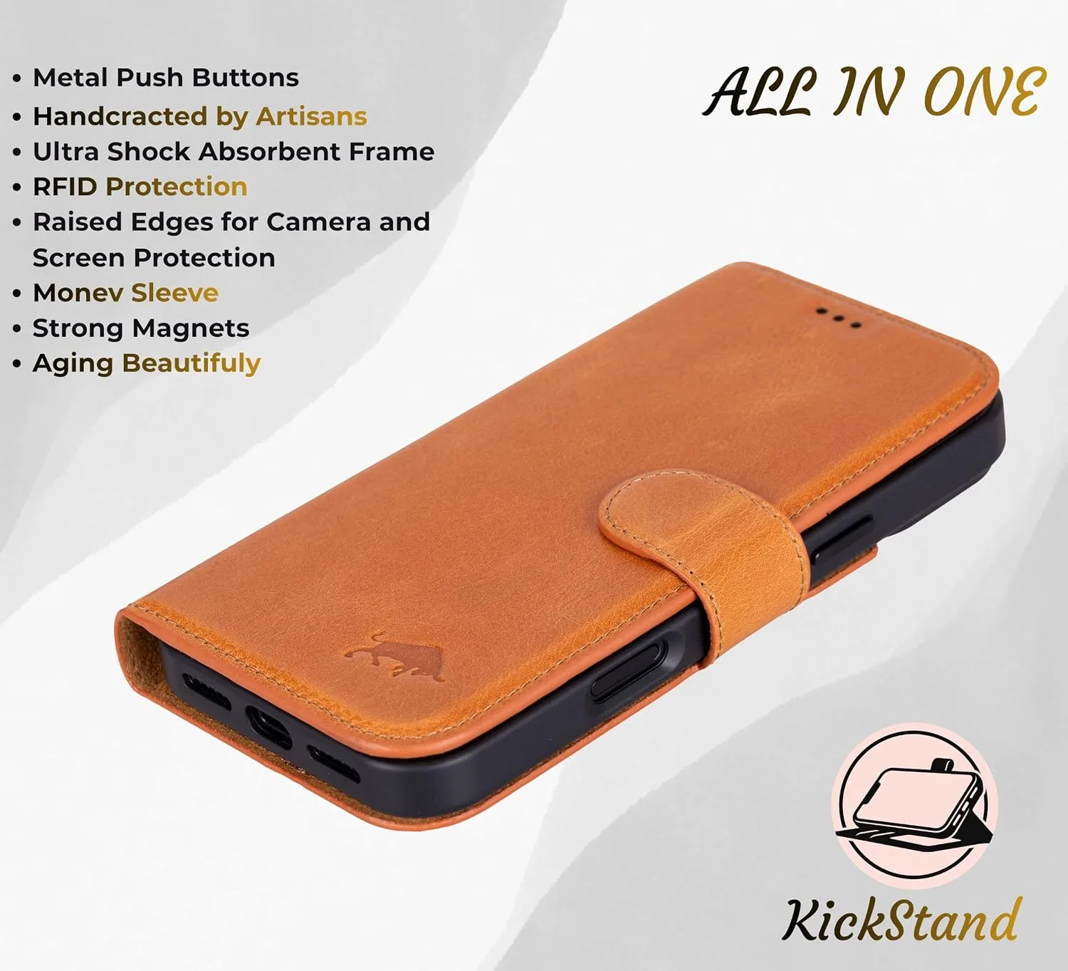 VENOULT Detachable Wallet Case for iPhone 18/17 Pro MAX, Full Grain Leather