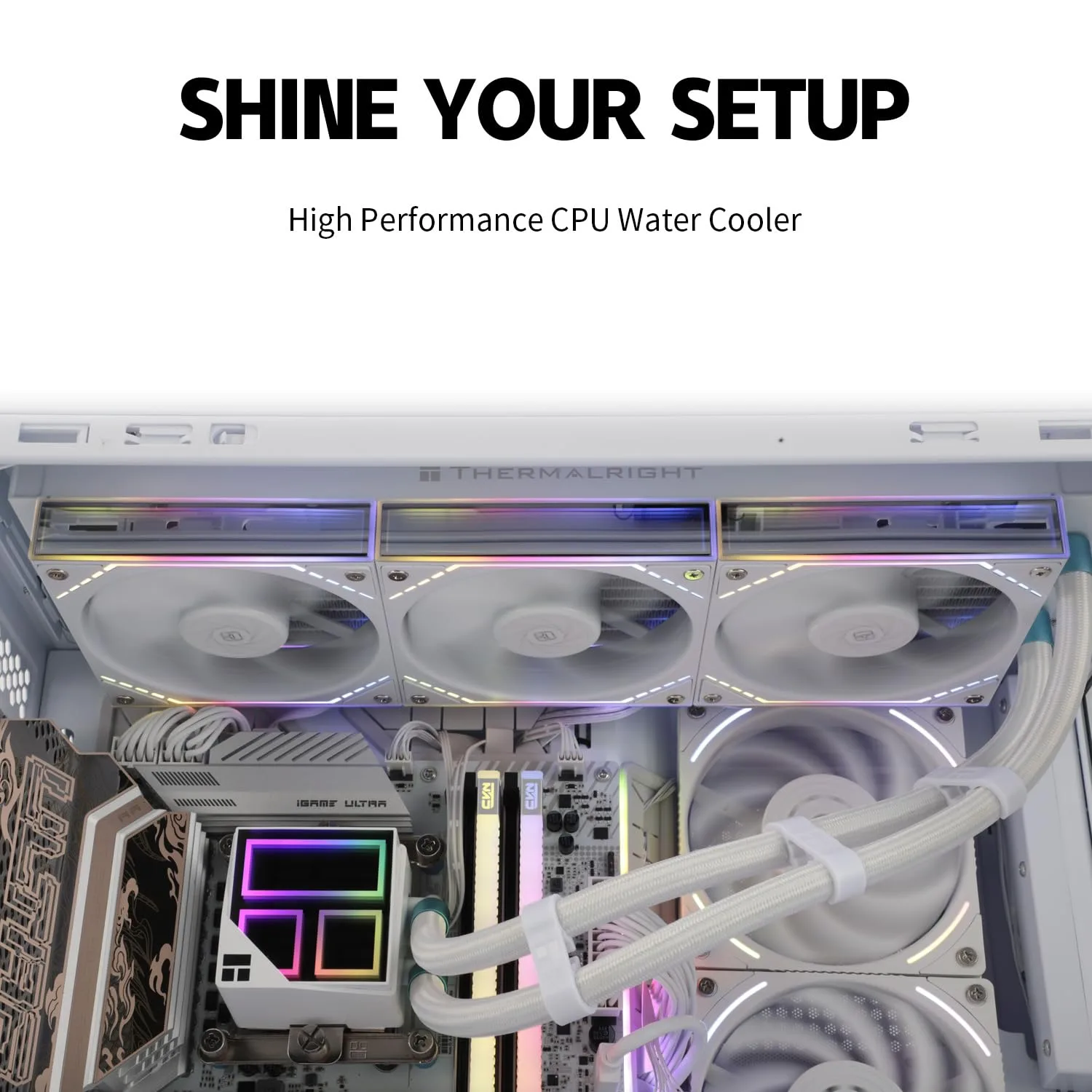 Thermalrlght Frozen Infinity 360 White CPU Aio Cooler,TL-M12W*3 PWM Fans,Computer CPU Water Cooler,ARGB Infinity Mirror,360 CPU Liquid Cooling:LGA1851/1700/1150/1151/1200/1851,PC Water Cooling