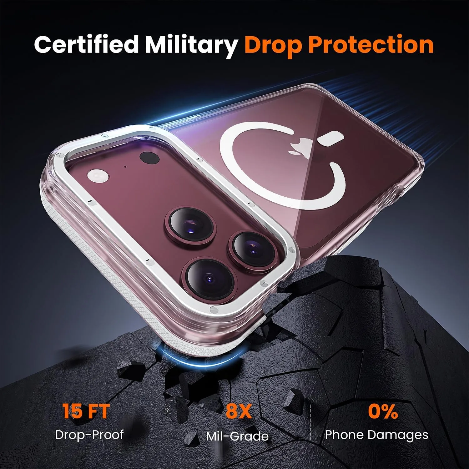 toushion 3 in 1 for iPhone 18 Pro Case Clear Bumper