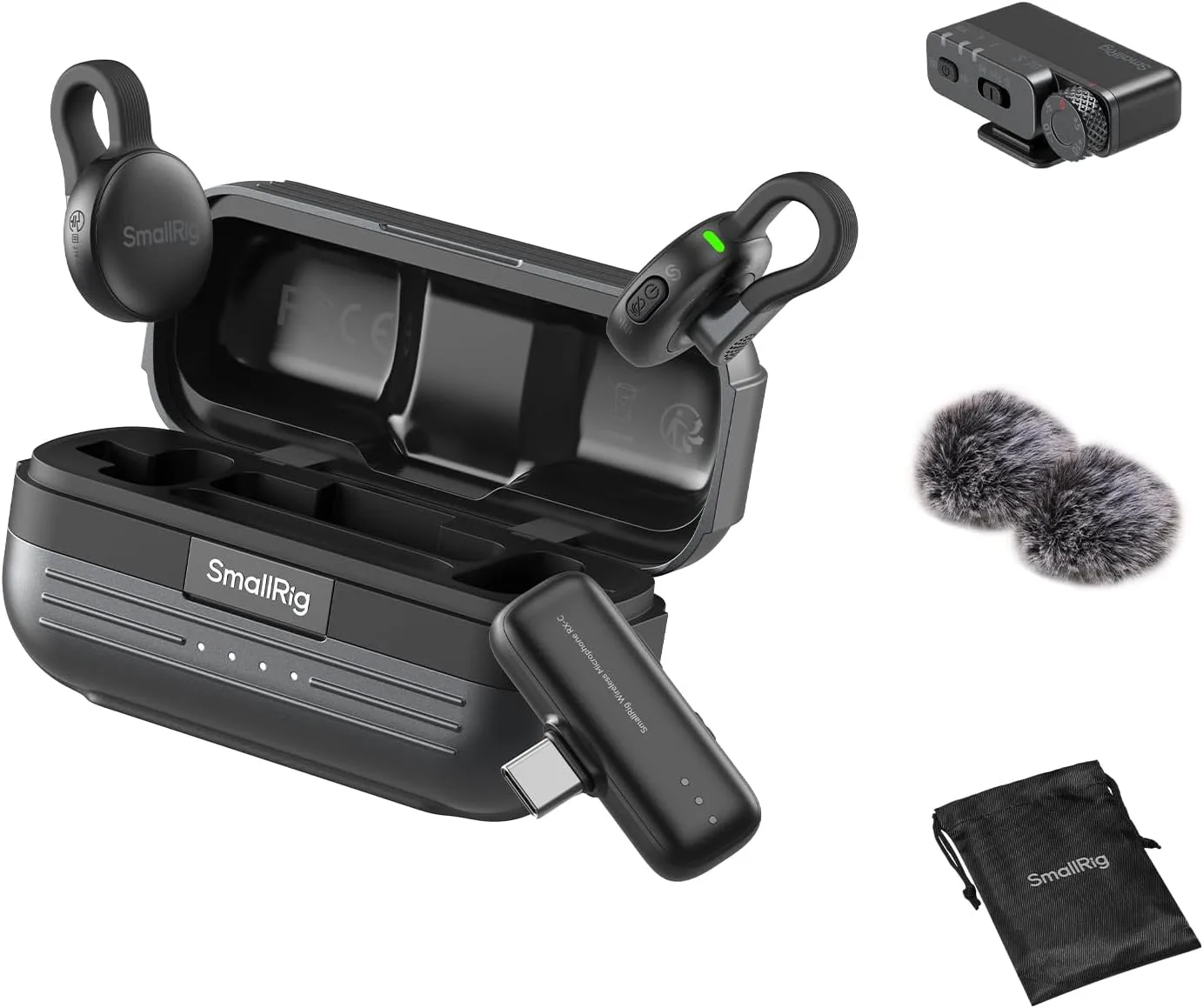 SmallRig S70 Wireless Mic (2 TX + 2 RX + Charging Case) - Black