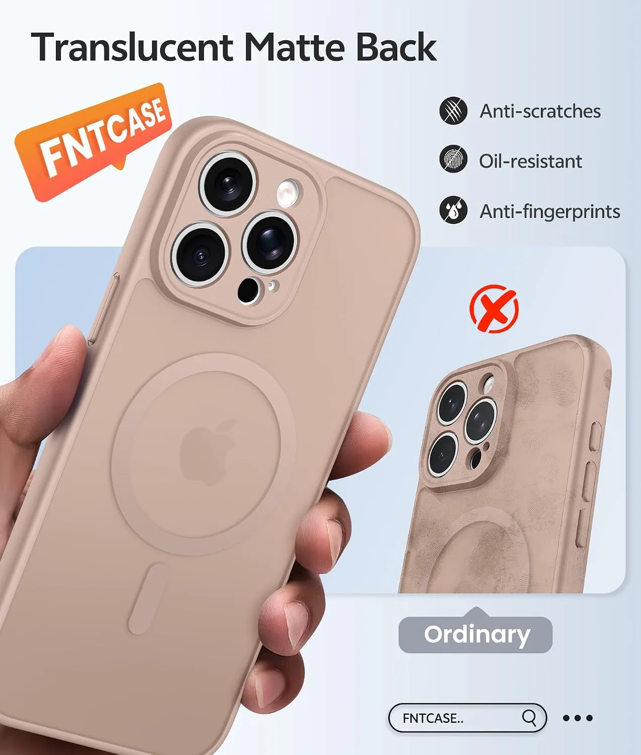 FNTCASE for iPhone 15 Pro Max Case, Fit for Magsafe, Desert Gold