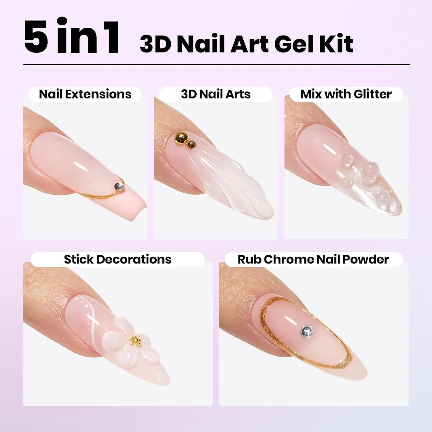 Beetles Builder Gel for Nails,0.51 fl.oz 8 in 1 Jelly Nude Building Gel