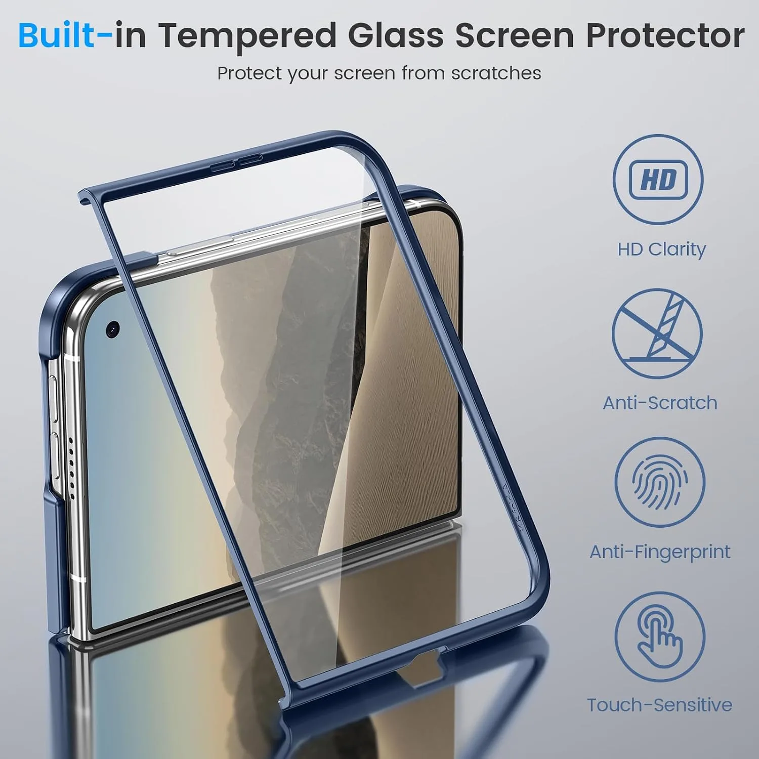 Ruky for iPhone Duo Slim Case, with Screen Protector, Blue