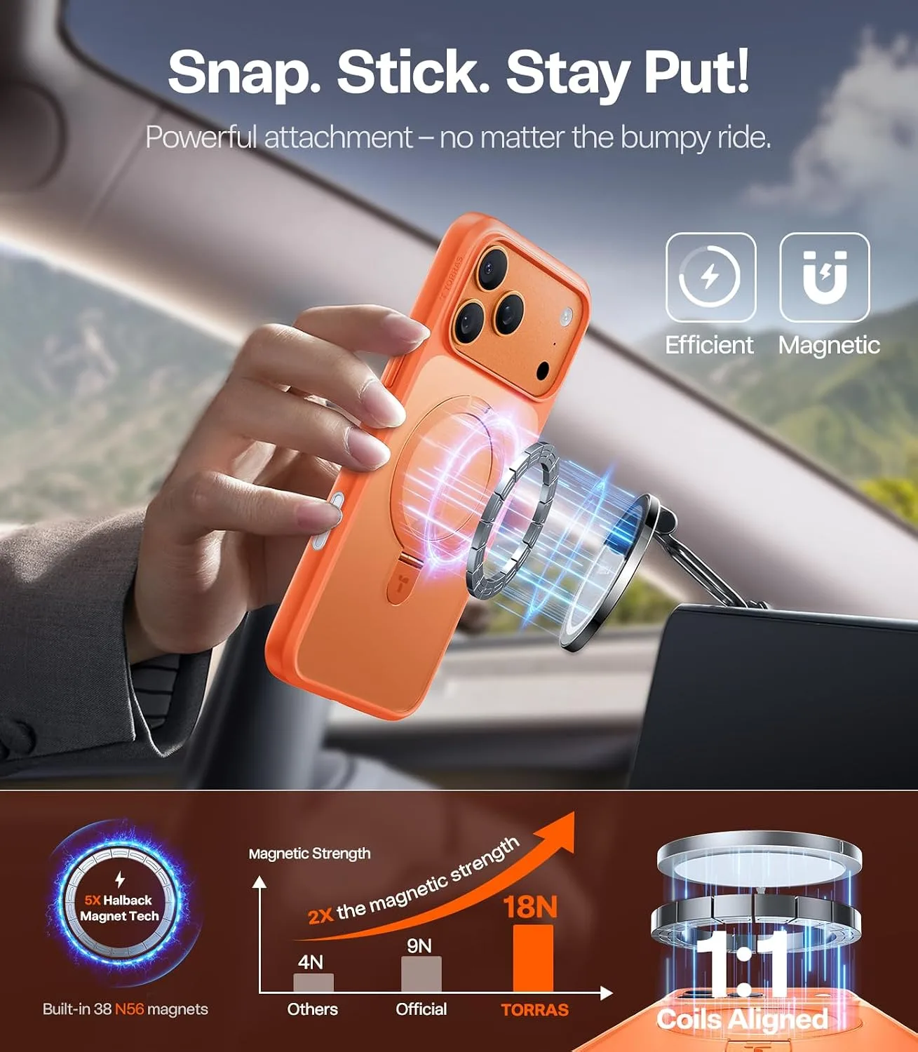 TORRAS Smarter Magnetic Stand for iPhone 17 Pro Max Case Hands-Free Viewing