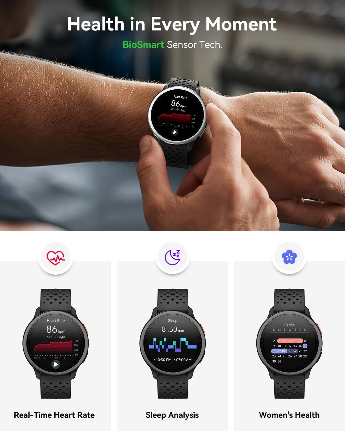 Quican Smart Watch for Women & Men, Compatible with iPhone & Android