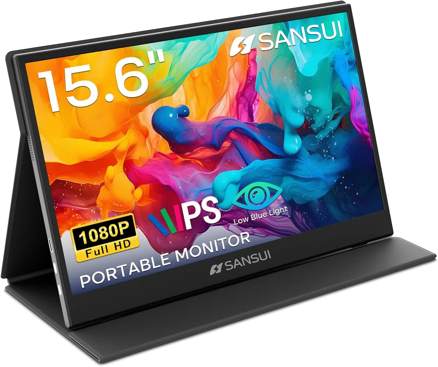 SANSUI 15.6 Inch Portable Monitor, 1080P Travel Monitor for Laptop, Switch