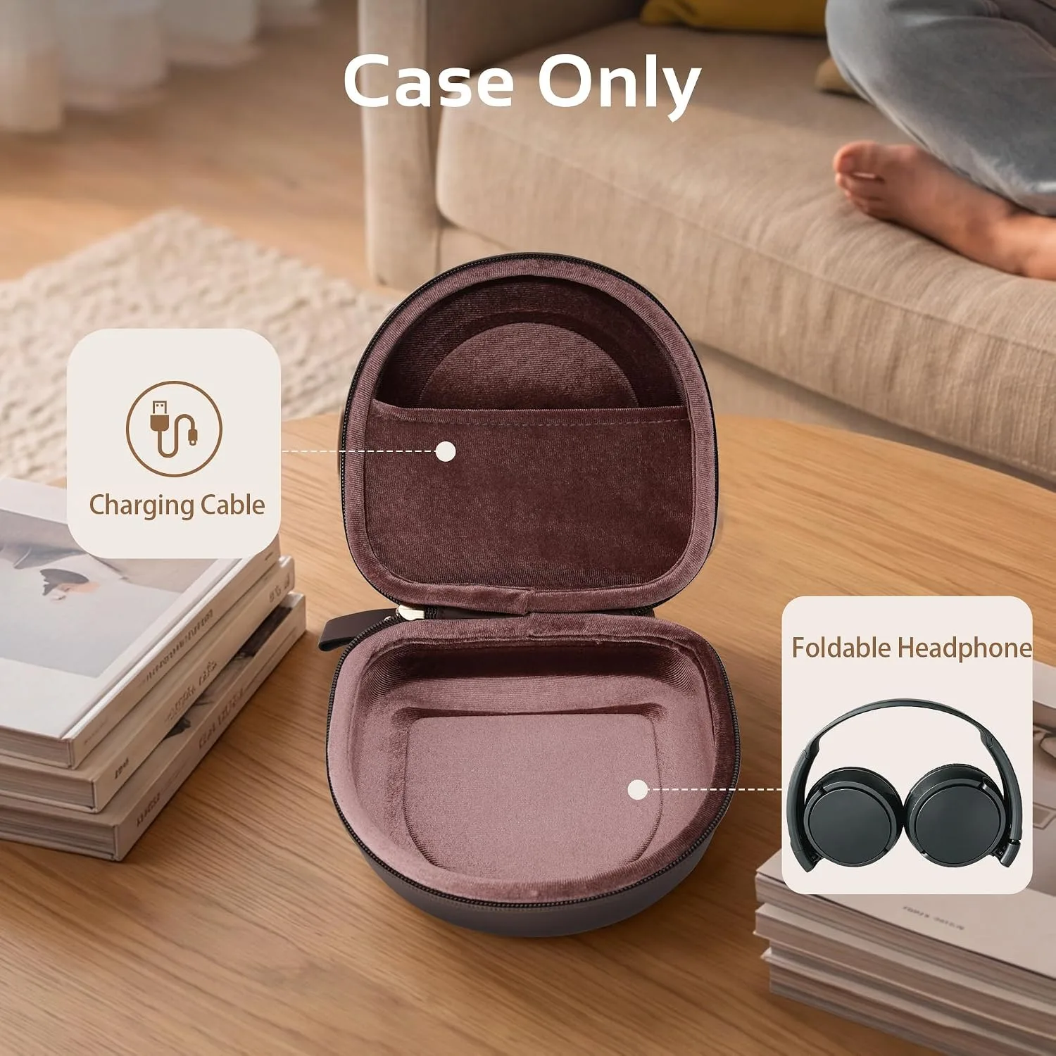 Compact Headphone Case for JBL Tune 520BT / 510BT / JR 320BT, Brown