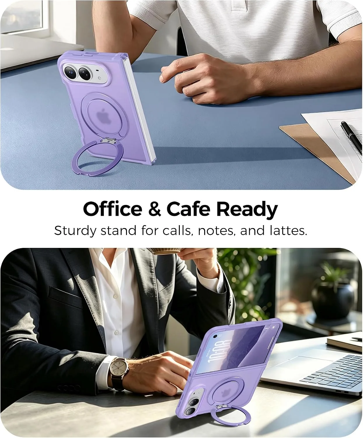 FNTCASE for iPhone Duo Case with 360 Spin Magnetic Stand Light Purple
