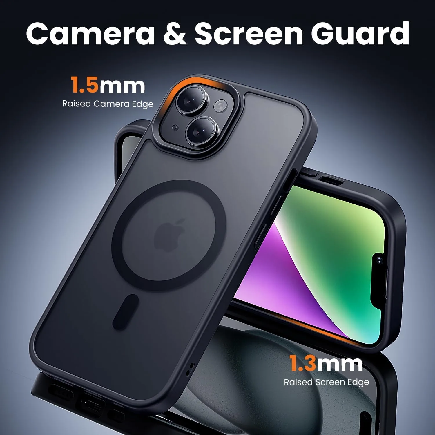 toushion 3 in 1 for iPhone 14 Case Matte Black