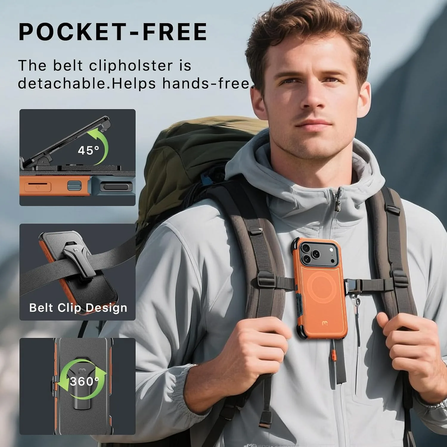 M MYBAT PRO for iPhone 18 Pro Case with Belt Clip Holster,Magnetic Case