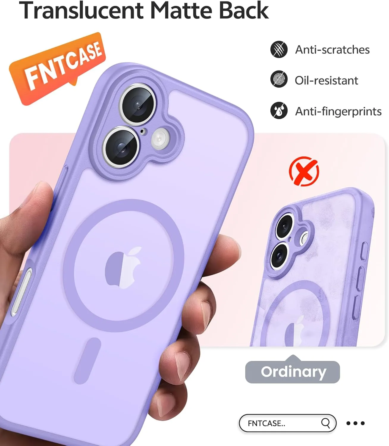 FNTCASE for iPhone 17 Case, Fit for Magsafe, Light Purple