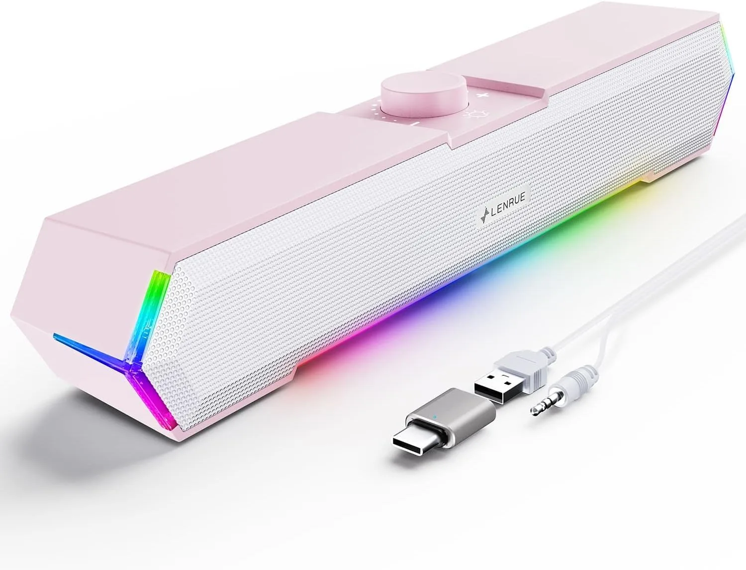 Parlantes para computadora Lenrue G11 Rosa Claro